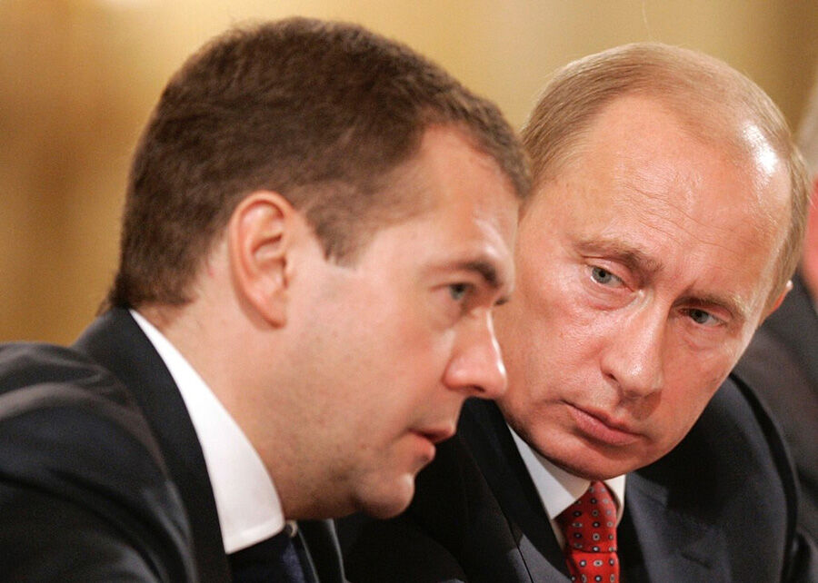Medvedev and Putin, 2008